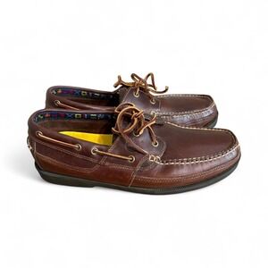 TIMBERLAND MEN'S CLASSIC‎ BROWN FULL GRAIN BOAT SHOES  SIZE 10.5W